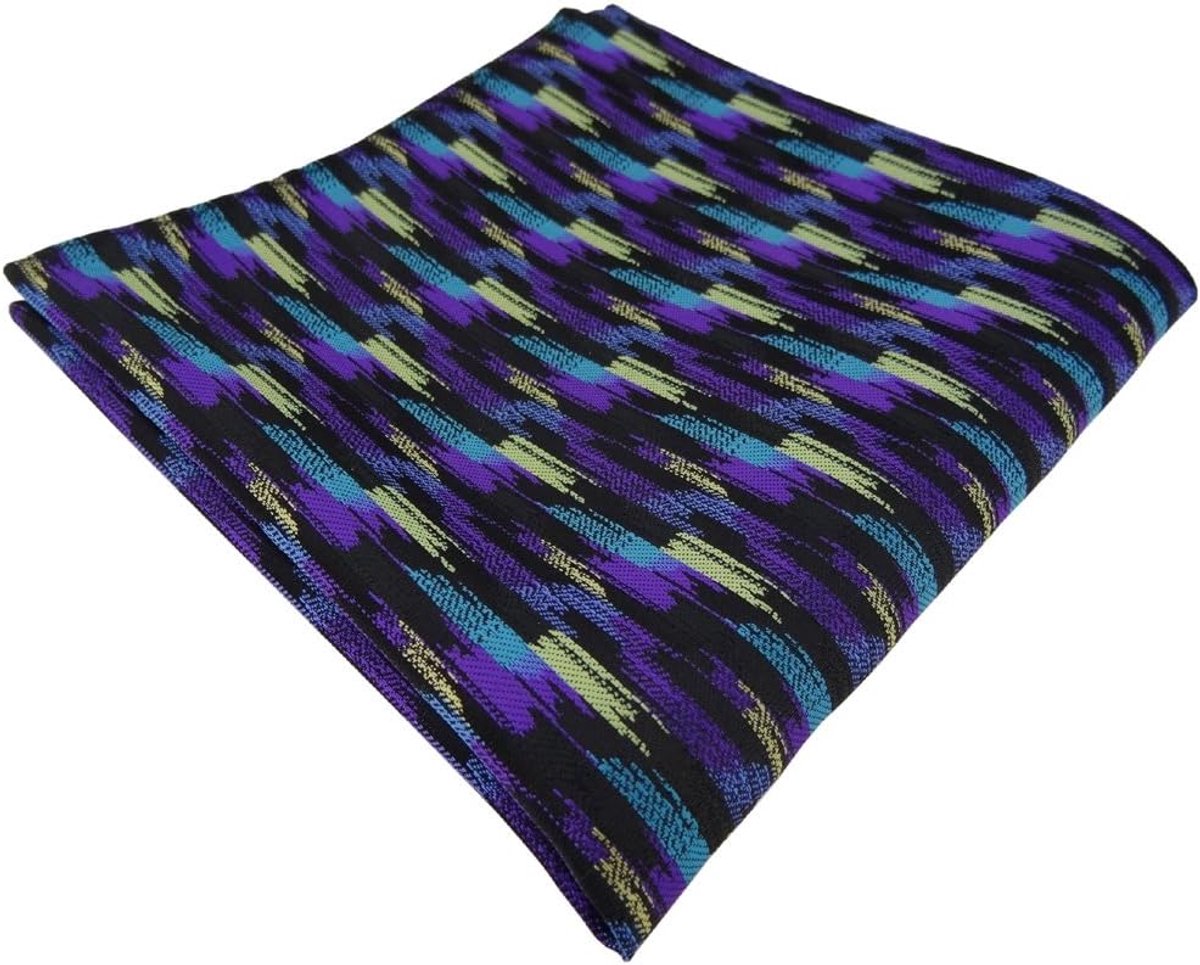Zakdoek Heren - Accessoire Stijlvol - Feestelijke Outfit - Zijdezacht Polyester - 30x30 cm - Paars Turquoise Goud