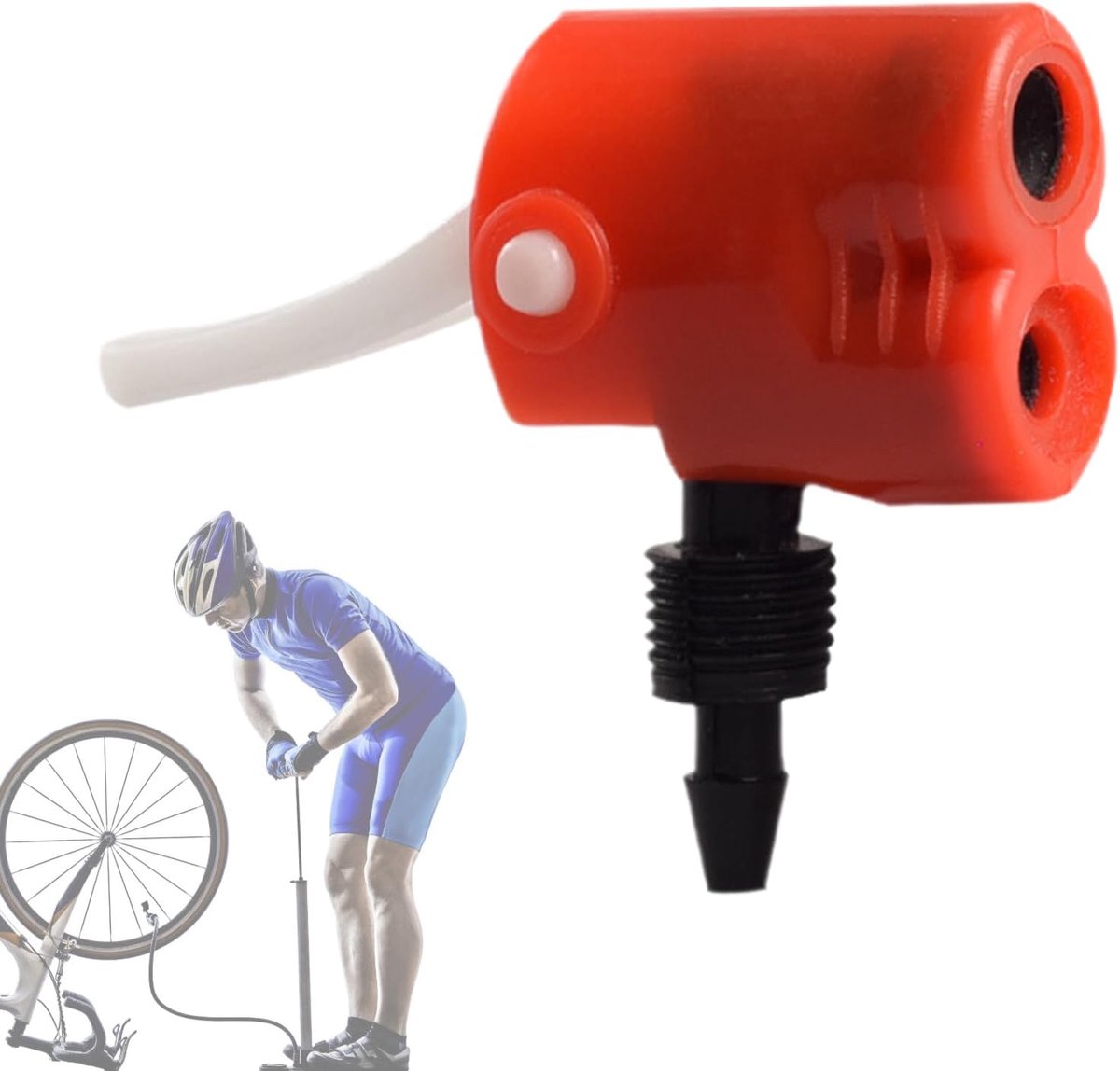 Luchtpomp Mondstuk - Universeel Opzetstuk - Banden Oppompen - Snelle Luchttoevoer - 6.1 x 3.2 cm - Rood