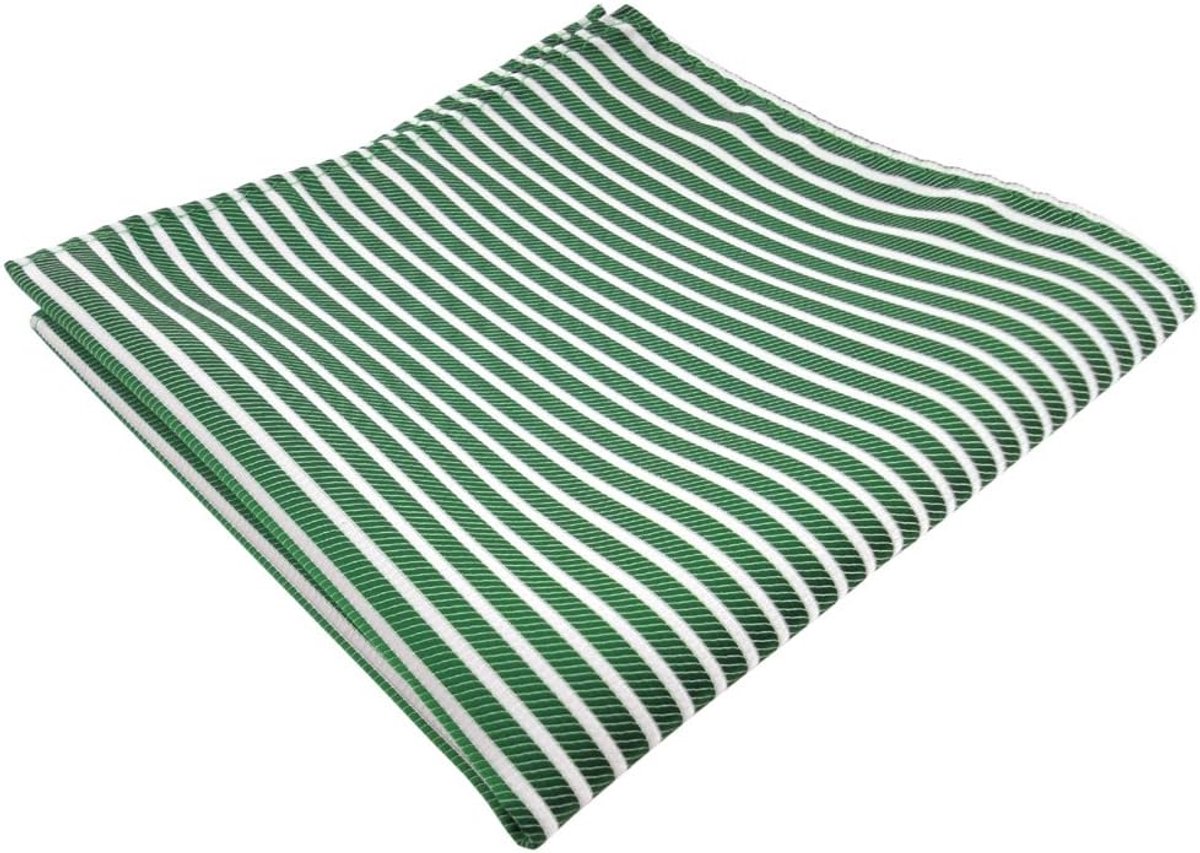 Zakdoek Heren - Pochette Stijlvol - Feestelijke Outfit - Zijdezacht Polyester - 30x30 cm - Groen Zilver Wit