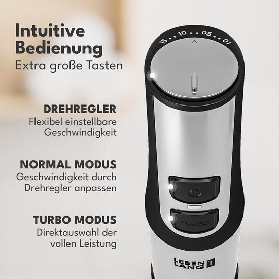 Handmixer Set - Staafmixer Blender - Eten Bereiden - Krachtige 1500 Watt Motor - 800 ml Cup - Zilver — afbeelding 4