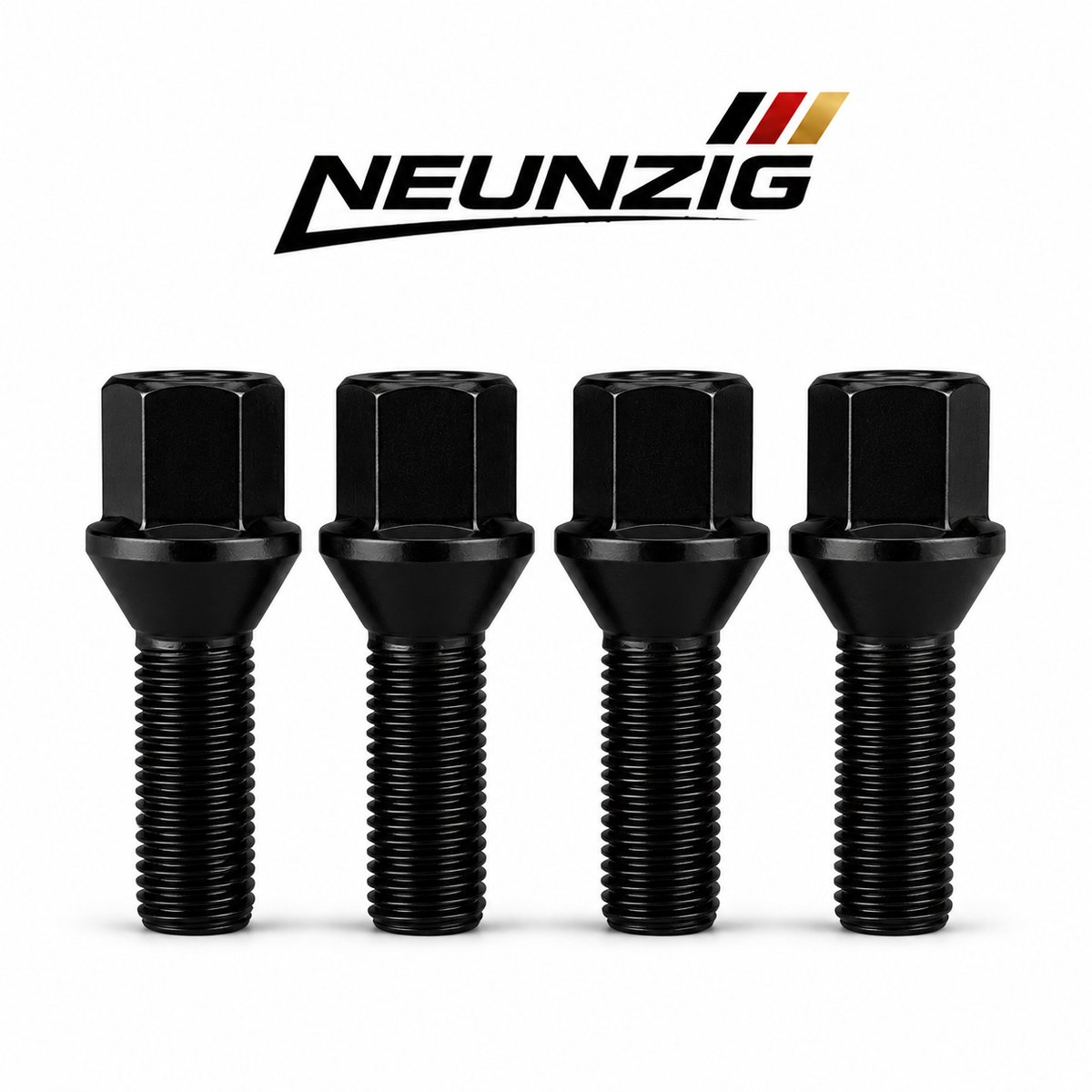 Neunzig Wielbouten M12x1,5 Zwart Conisch 40 mm (66 mm) - Set van 4