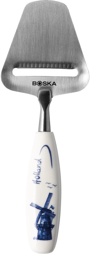 Boska kaasschaaf met Delftsblauwe molen op het handvat.