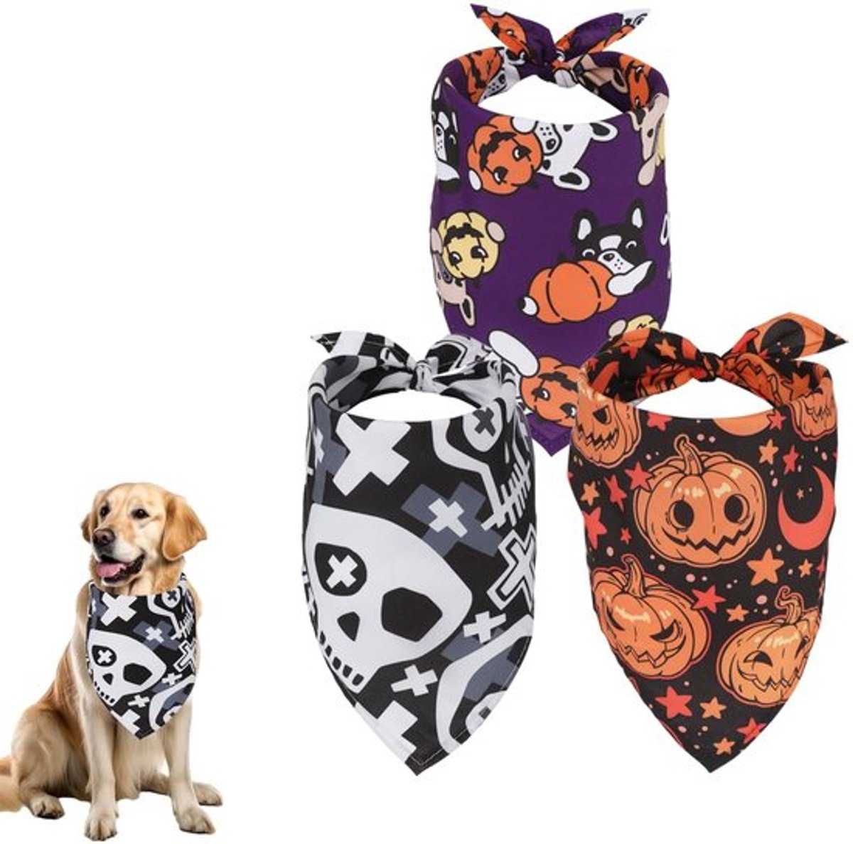 Dailygoody - Verstelbaar - Halloween Hondenbandana's - 3 Stuks