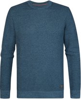 Petrol Industries - Heren Katoenen trui met structuur ironstone - Blauw - Maat XL