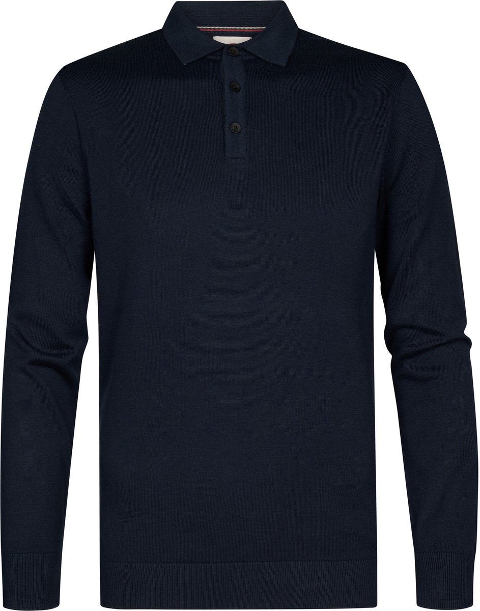 Petrol Industries - Heren Gebreide polo met lange mouwen ironbridge - Blauw - Maat XXXL