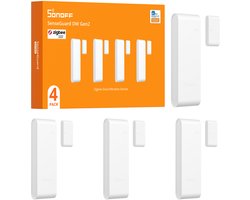 SONOFF SenseGuard DW Gen2 SNZB-04PR2 Zigbee raamsensor met sabotage-alarm, raamcontact voor smart home en verwarming, open/dicht-status, compatibel met Home Assistant, vereist Zigbee-hub, Set van 4.