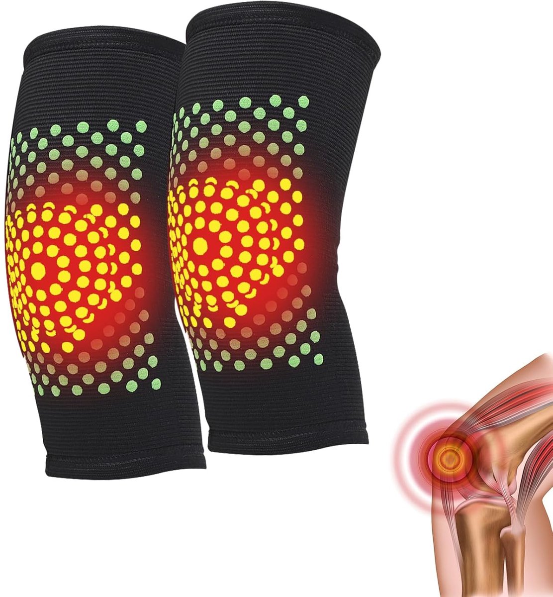 Zelfverwarmende Kniebeschermers - Warmte Bandages - Spierontspanning - Verbeterde Bloedcirculatie - 18.8 x 14.7 cm - Zwart