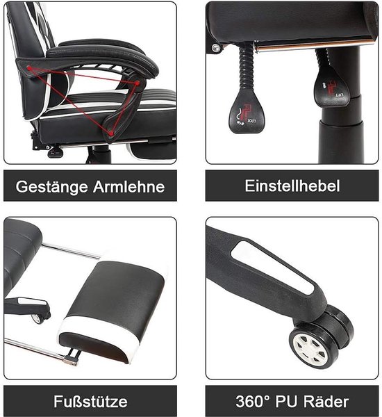 Gaming Stoel - Bureau Stoel - Comfortabel Zitten - Verstelbare Rugleuning - XL - Grijs — afbeelding 4