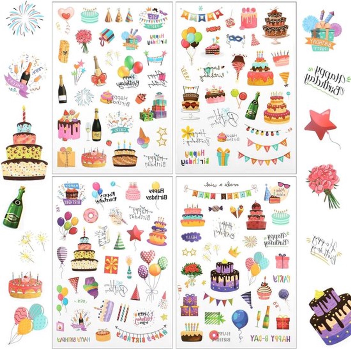Feestelijke Happy Birthday Stickers in Diverse Stijlen - Allecto Plus