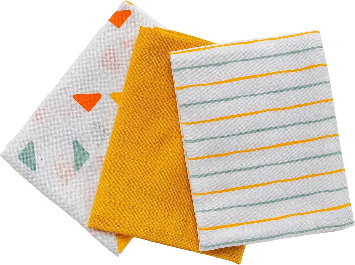 Hydrofiele doeken - Mullwindels baby - Baby verzorgen - Oeko-Tex gecertificeerd - 3 stuks 70x70 - Geel