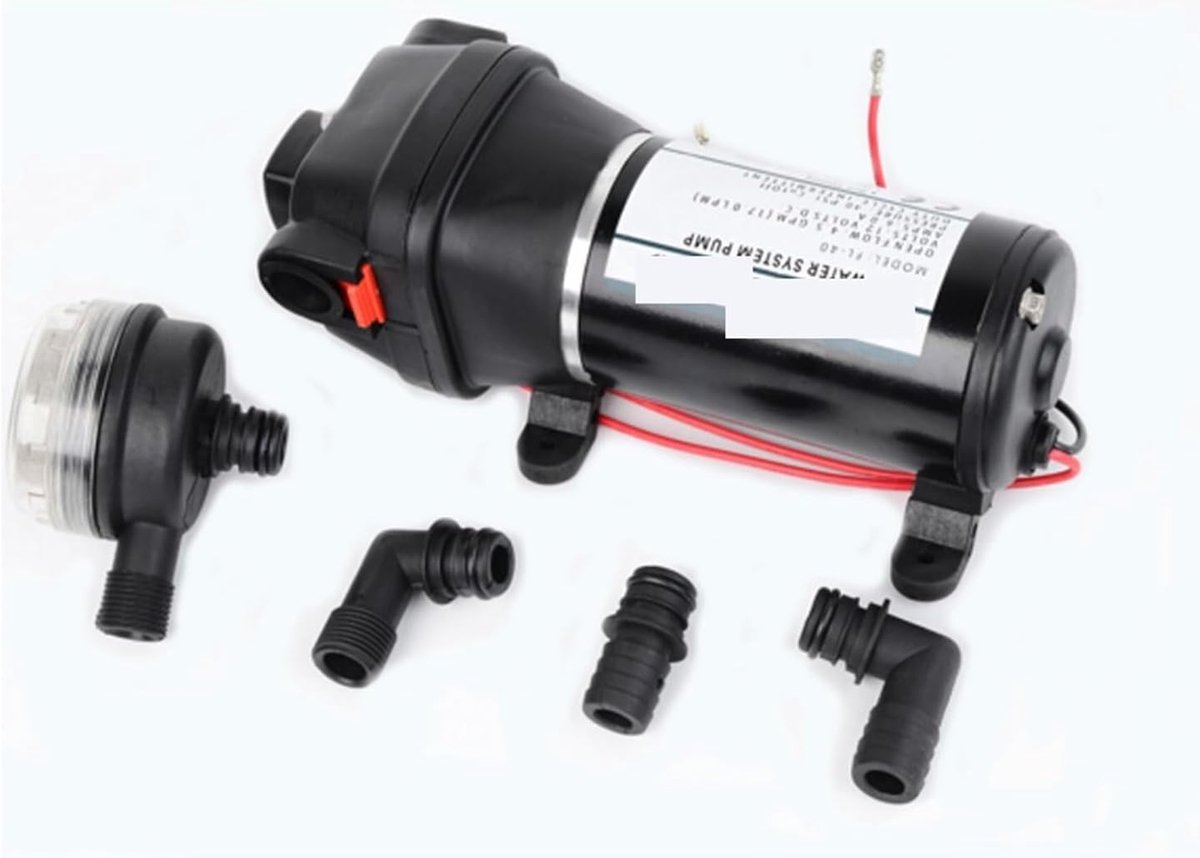 Mini Membraanpomp - Boosterpomp Flowpomp - Water Verplaatsen - Zelfaanzuigend Ingebouwde Drukregeling - 17 Liter Per Minuut - Zwart