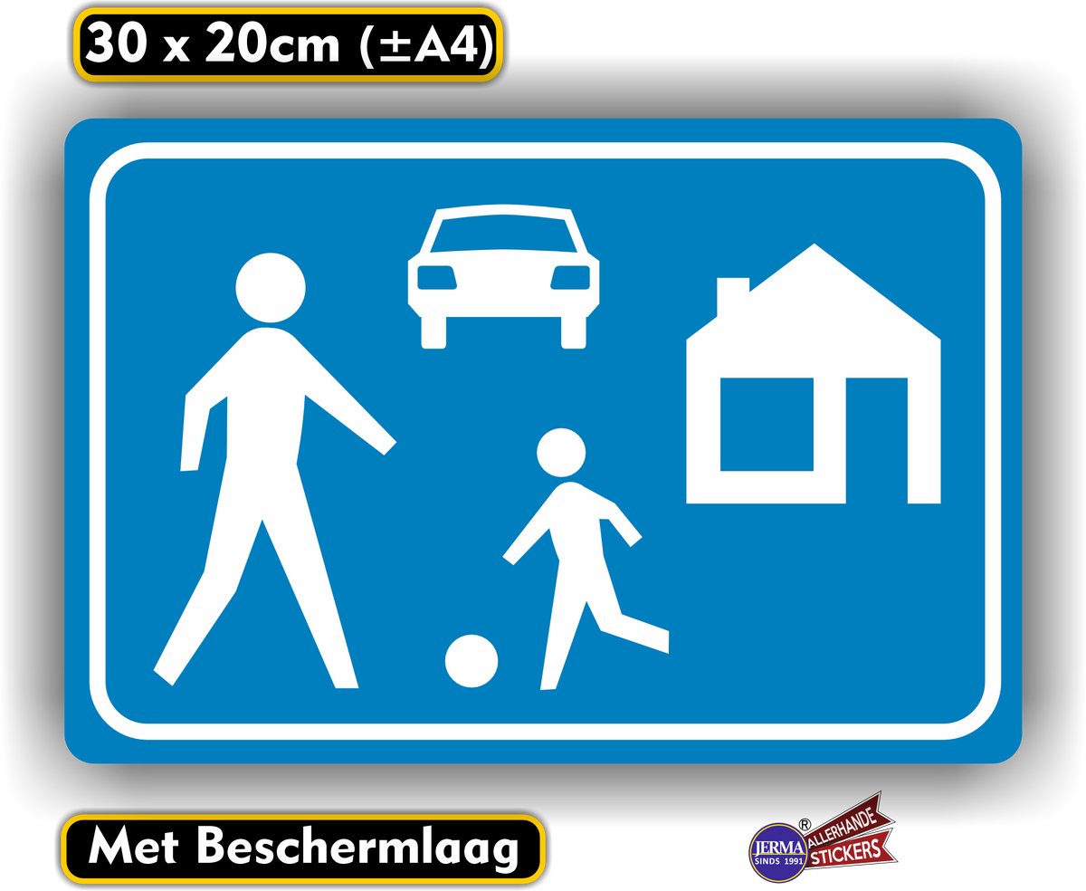 Jerma - Speelstraat - Woonerf sticker – 30 x 20 cm - Vinyl - zelfklevend - transparant beschermlaag
