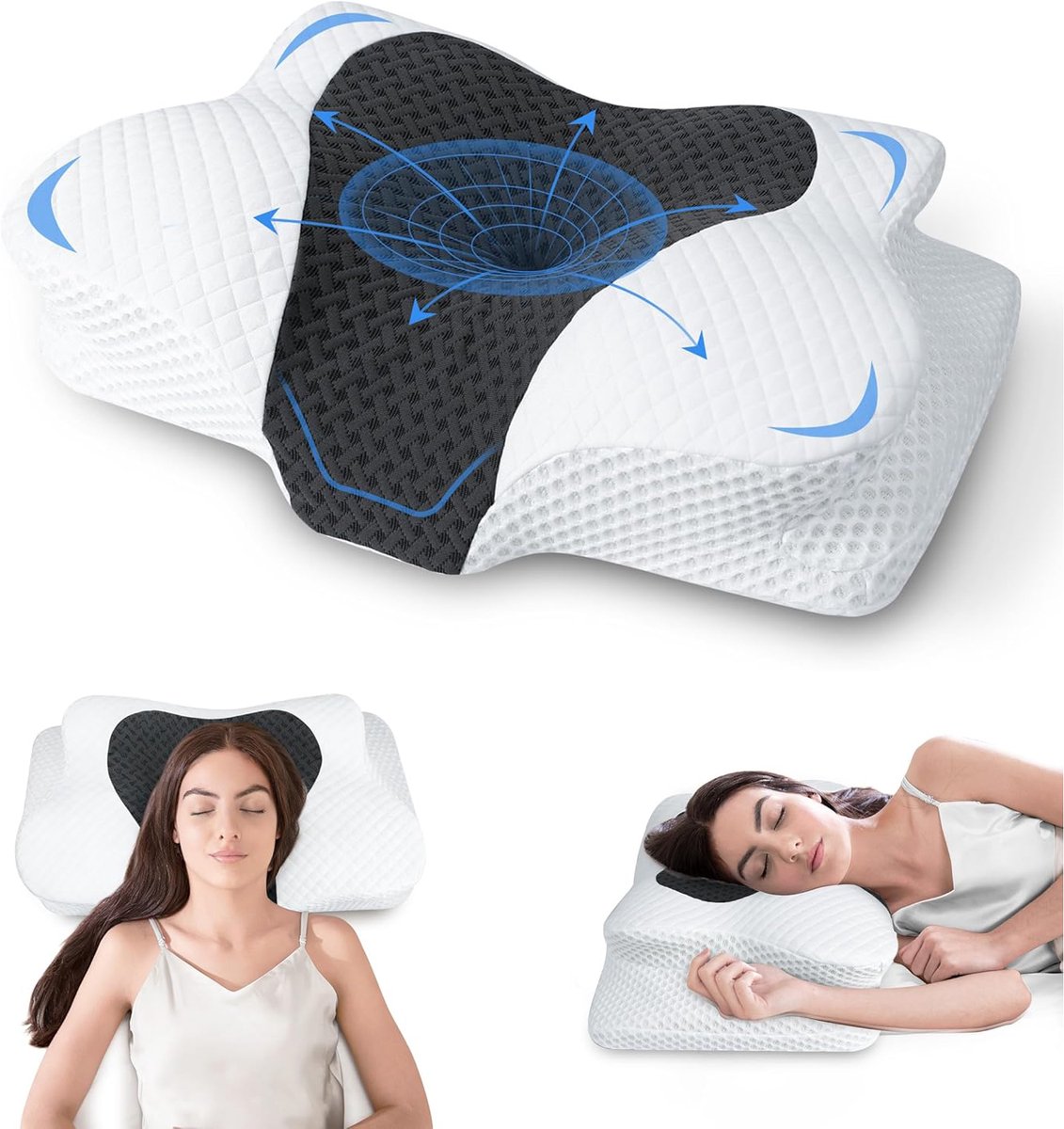 Neksteunkussen Voor Verlichting Van Nekpijn - Hol Design Hoofdkussen Van Traagschuim - Orthopedisch Bedkussen - Contour Bedkussen