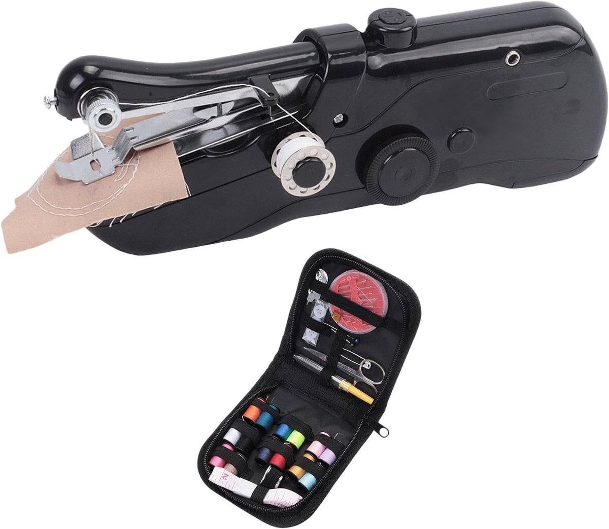 Draagbare Naaimachine - Mini Reparateur - Snelle Kledingreparatie - Dubbele Stroombron - 3.5cm Hoog - Zwart