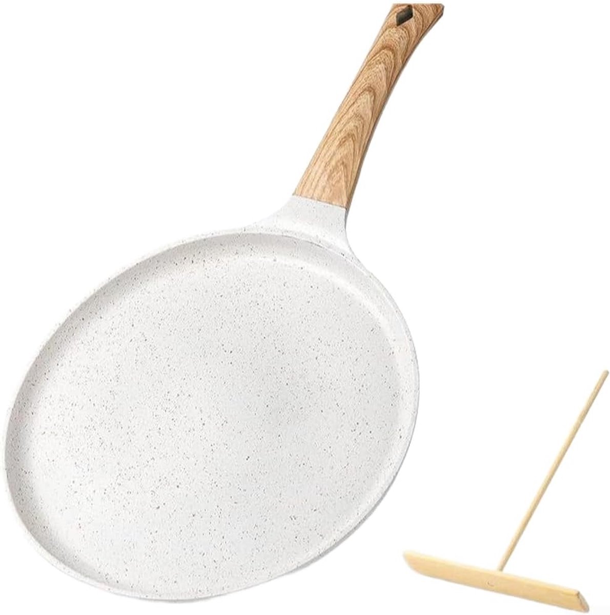 Pannenkoekpan Anti-aanbak - Koekenpan Omelet - Ontbijt Bereiden - Gelijkmatige Warmte - 22cm Diameter - Wit