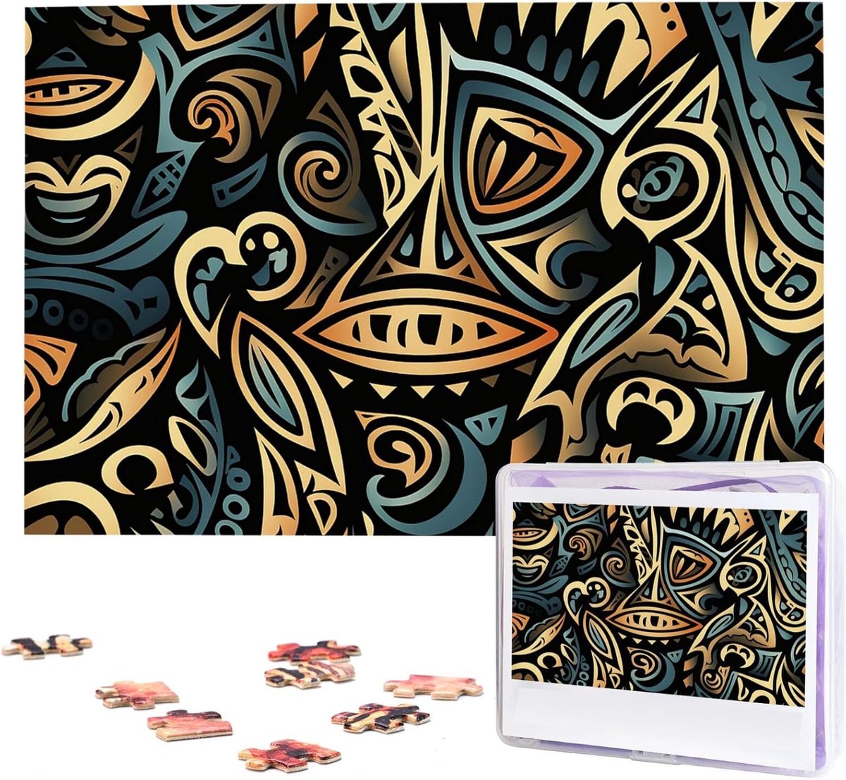Houten Puzzel - Foto Puzzel - Ontspanning en Geheugen - Gepersonaliseerd Ontwerp - 1000 Stukjes - Tribal Abstract