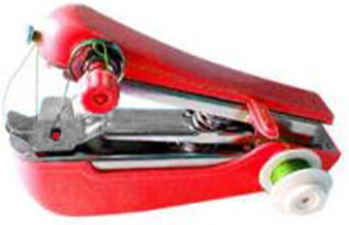 Handnaaimachine - Mini Naaigereedschap - Snelle Reparaties - Roestvrij Staal - 12 x 7 x 4 cm - Rood