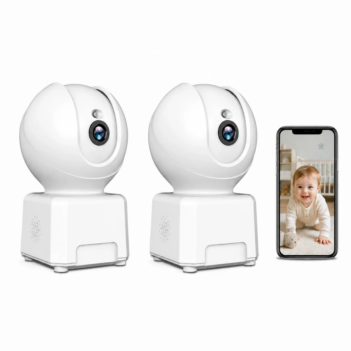 3MP WiFi IP Beveiligingscamera Binnen, Draaibare Camera met Zoom, Nachtzicht en Tweeweg Audio 2PCS