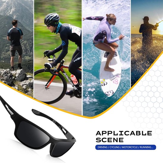 Polariserende Sport Zonnebril - Fietsbril - Hardloopbril - Gepolariseerde Sportzonnebrillen - UV 400-Bescherming - Spiegelglazen - Wrap-Around Model - Autorijden, Fietsen, Hardlopen, Vissen, Rotsklimmen — afbeelding 4