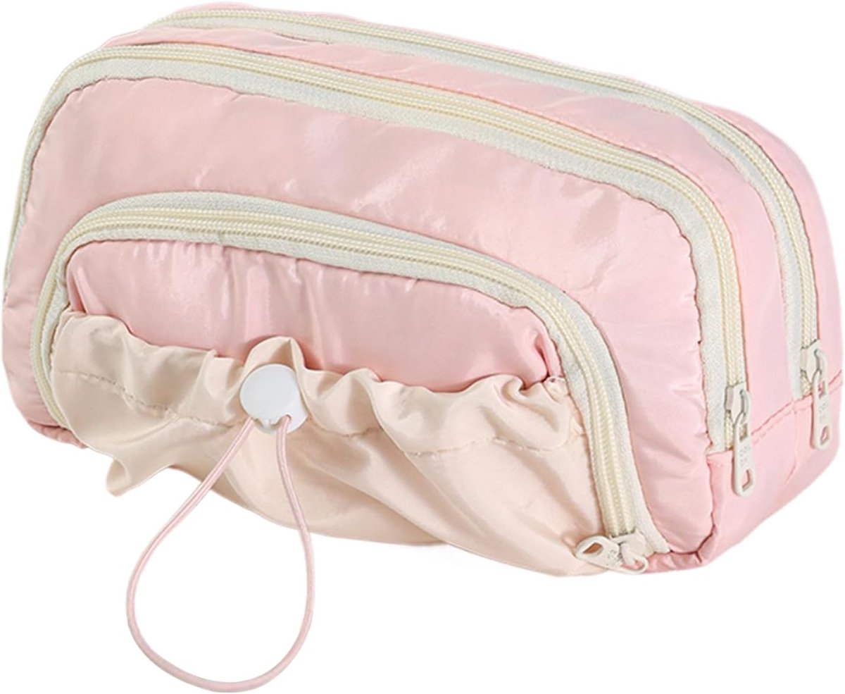 Etui - Schrijfgerei organizer - Briefpapier opbergen - Dubbele rits - 23x10x13 cm - Lichtroze