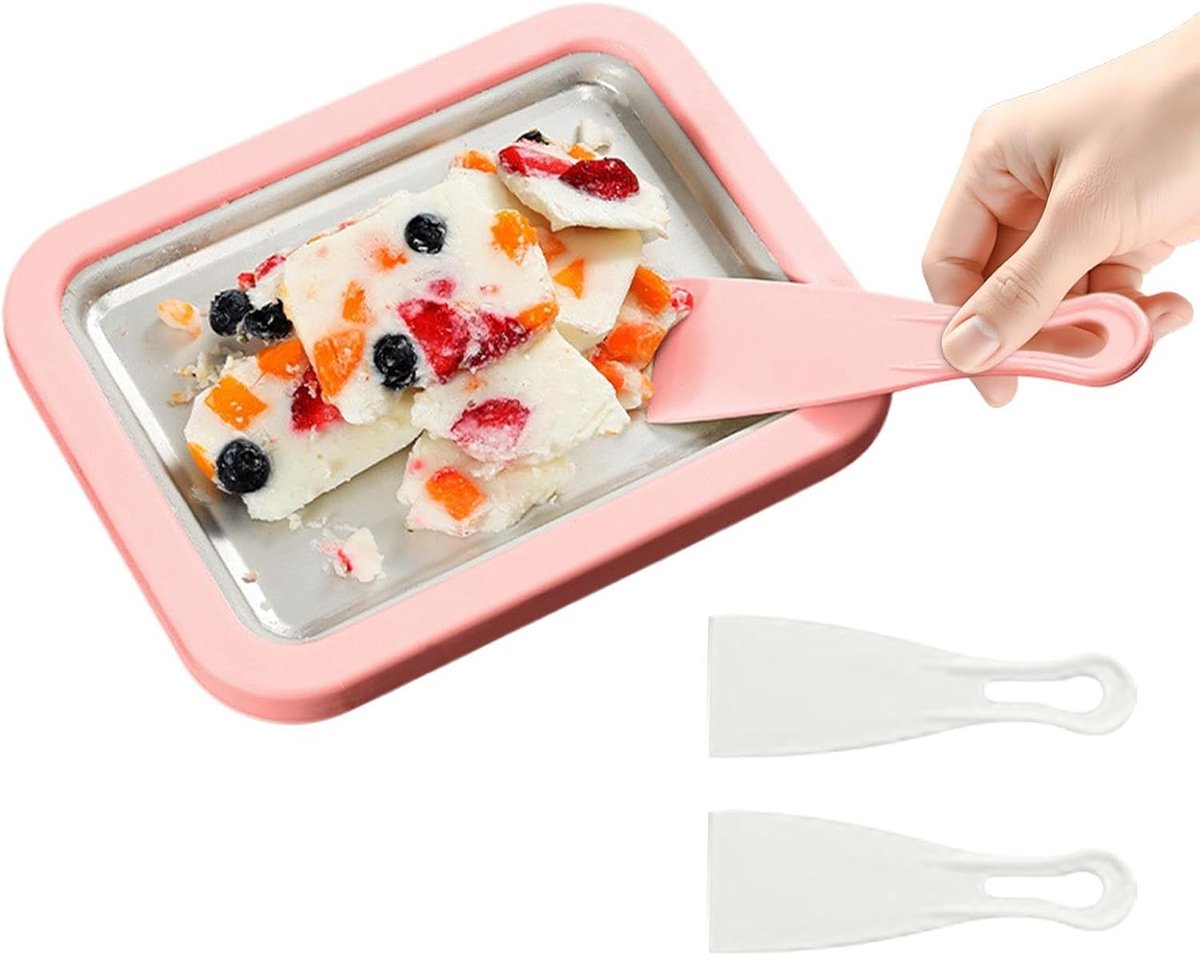 Gerold Ijs Bereider - Dessert Maker - Zelf Desserts Maken - Dubbele Schraper - 26 cm - Roze