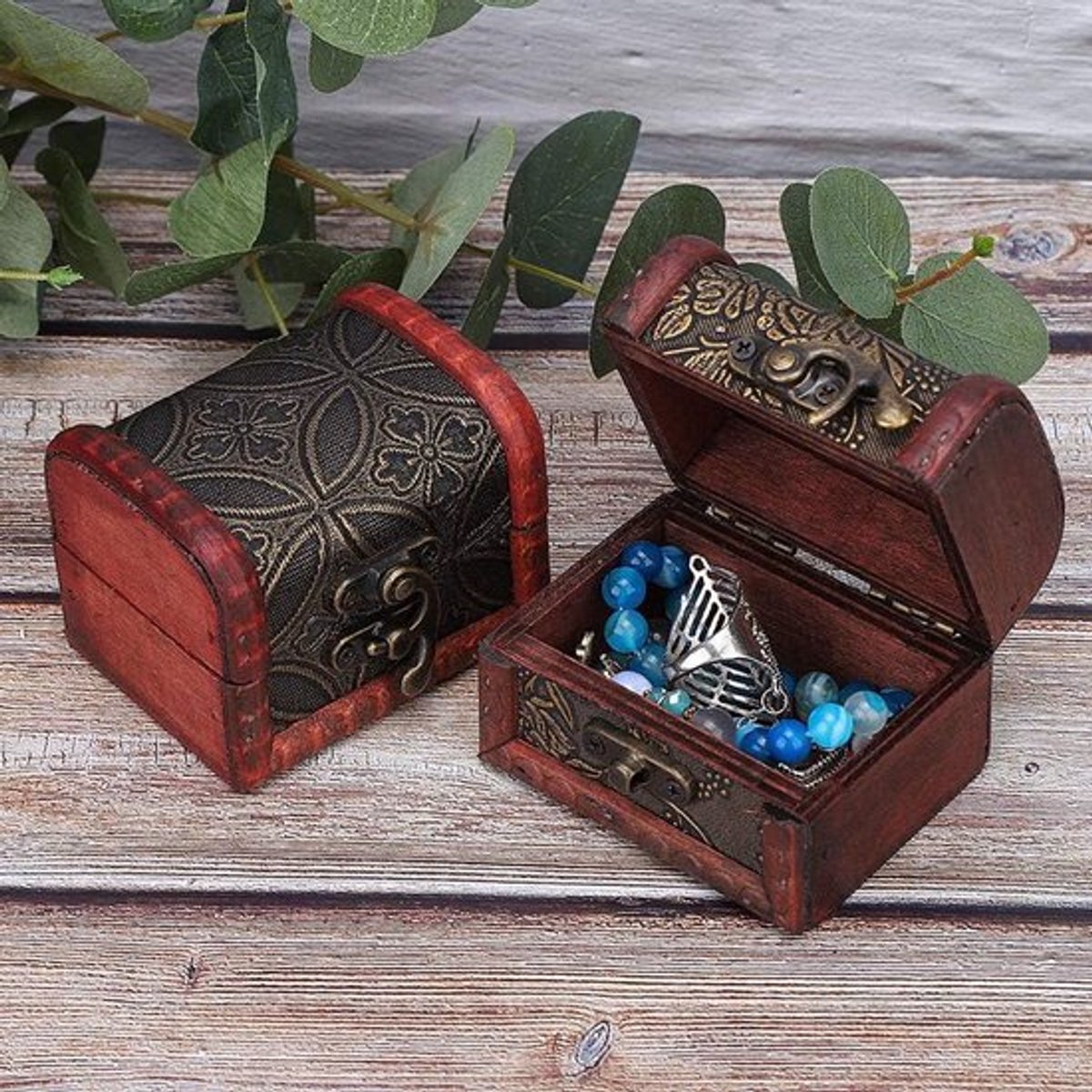 Twee vintage mini sieraden doosjes Allecto Plus in verschillende