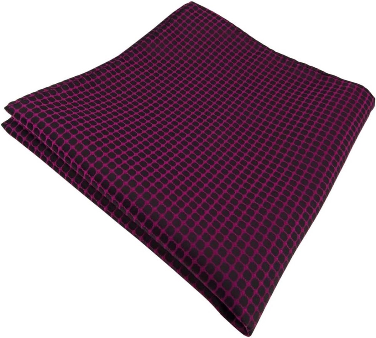 Zakdoek Heren - Pochet Stijlvol - Outfit Completeren - Zijdezacht Polyester - 30 x 30 cm - Fuchsia Zwart