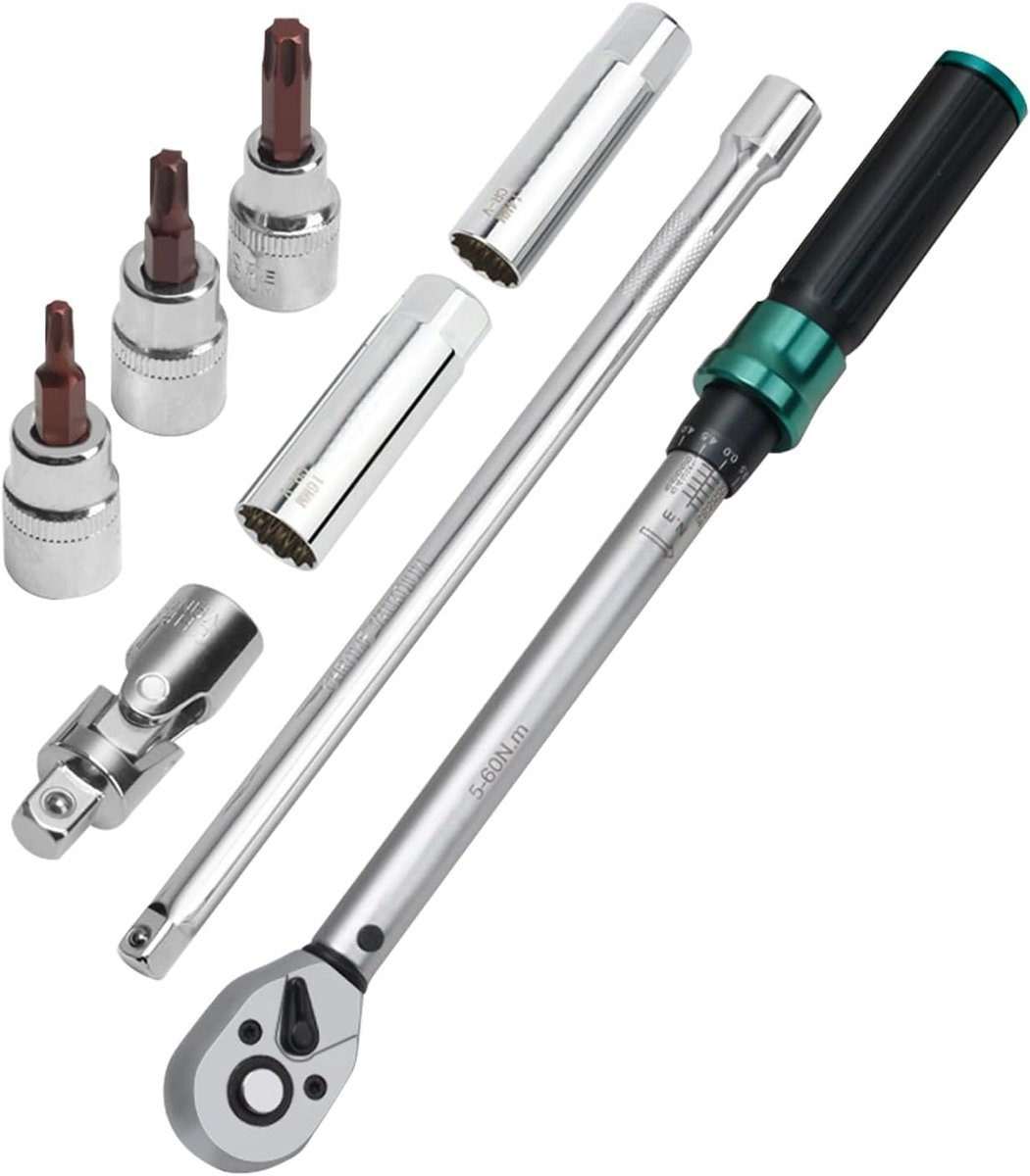 Momentsleutel Set - Bougie Gereedschap - Motoronderhoud - Magnetische Houder - 8-delig - Metaal