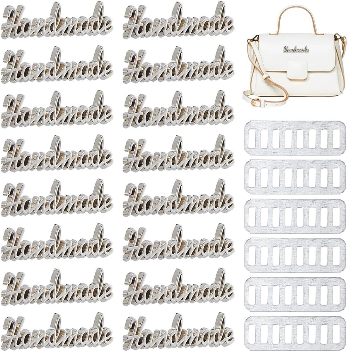 Metalen Handgemaakte Labels - Naai Labels - DIY Ambachten - Inclusief Iron Panel - 16 Stuks - Zilverkleurig