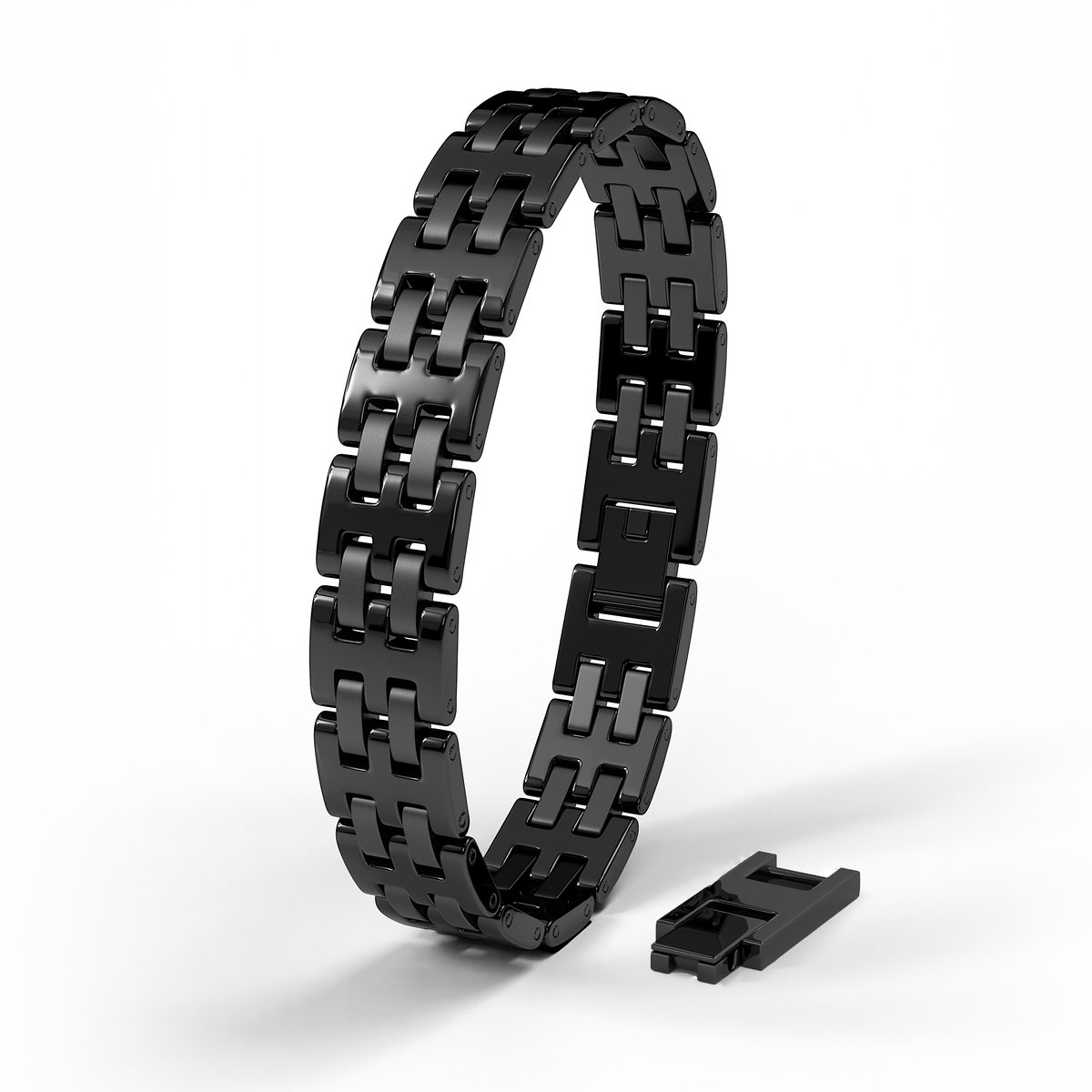 SERASAR | Premium roestvrijstalen armband voor heren [Intense] | 316L chirurgisch staal | Waterdicht | Veilige sluiting | Zwart, 23 cm | Inclusief sieradendoosje