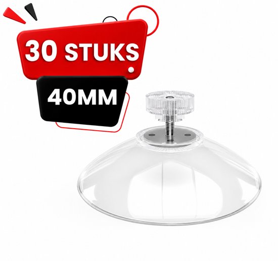 Brute Strength - 30 x Ventouses avec Filetage - 40MM M4x10 - Ventouse avec Crochet Alternative au Film de Fenêtre - Ventouses Protection Solaire - Crochets Ventouses - Écrou - Crochets de Suspension
