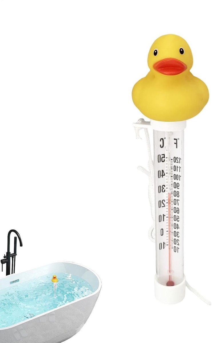 Zwembad Watertemperatuurmeter - Drijvende Thermometer - Waterkwaliteit Meten - Schattig Eendenontwerp - 22 cm - Geel