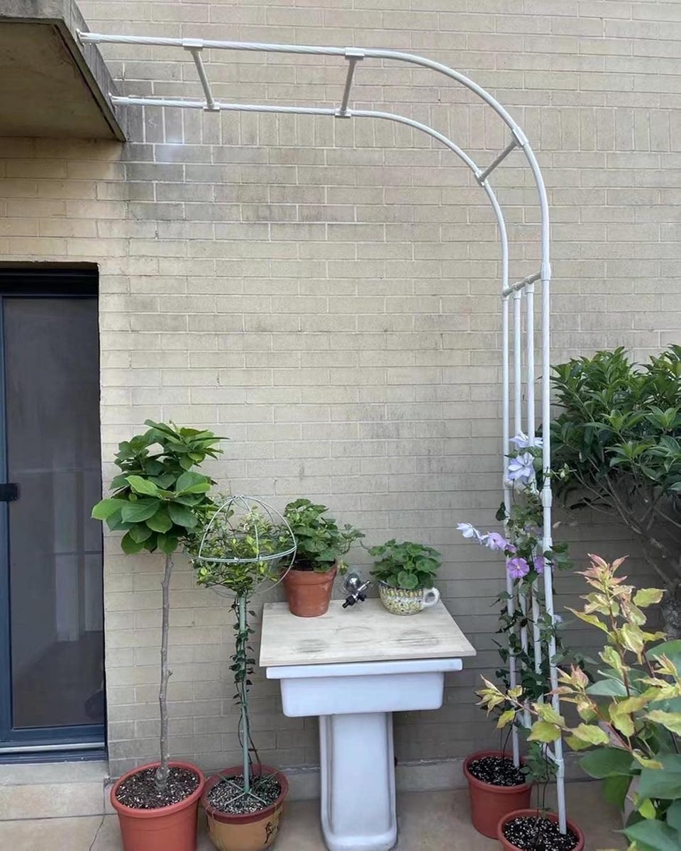 Tuinboog Klimplanten - Rozenboog Pergola - Decoratie Tuinfeest - Stevig Metaal - 90x240x40cm - Zwart