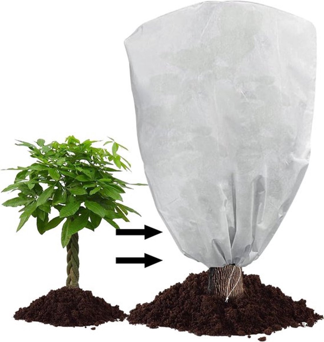 Winterschap voor planten - Trekkoord emmer deken met wol