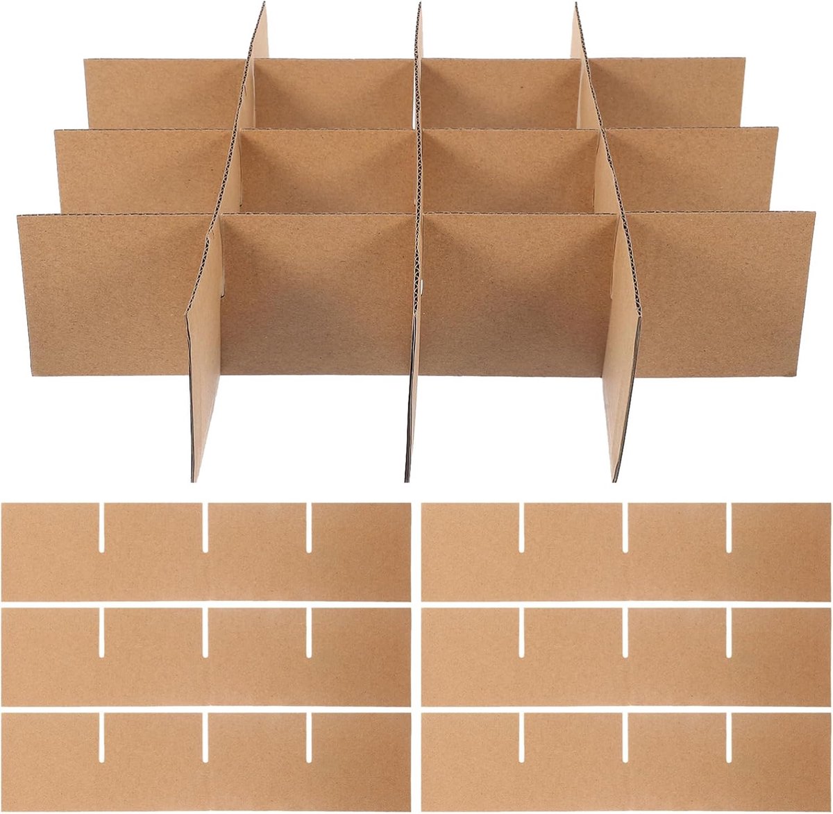 Verhuisdozen met Verdelers - Verpakkingsdozen Karton - Veilig Transport - Schokbestendig Karton - 33.5 x 8 x 0.3 cm - Khaki