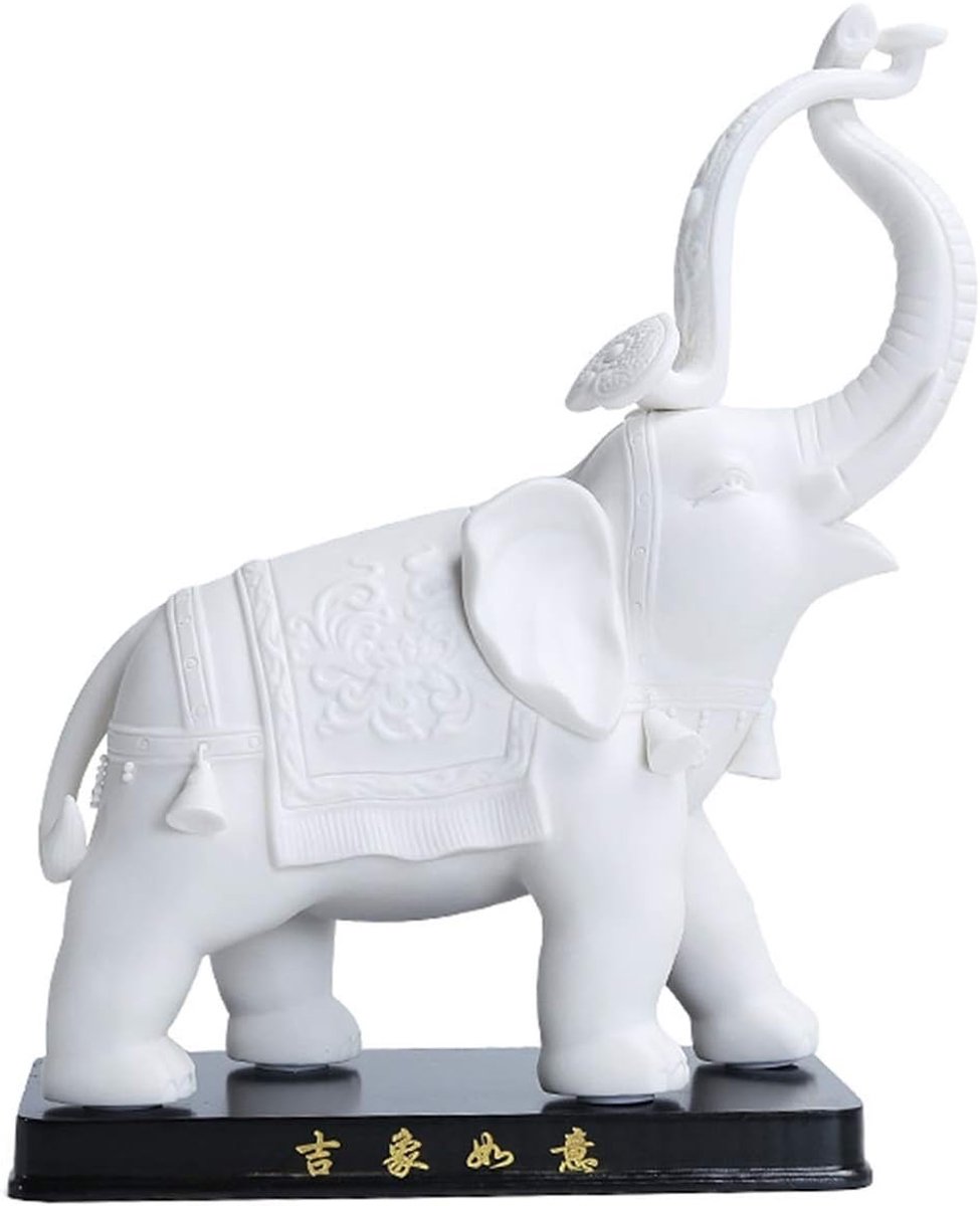 Olifant Beeldje - Keramiek Ornament - Woonkamer Decoratie - Symboliseert Vrede - 1100 gram - A