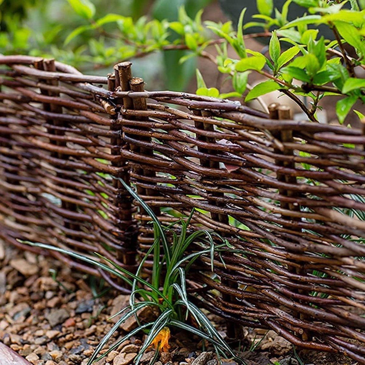 Tuinrand Natuurlijk - Decoratieve Omheining - Bloembedden Afbakenen - Milieuvriendelijk Materiaal - 60 x 35 cm - Bruin