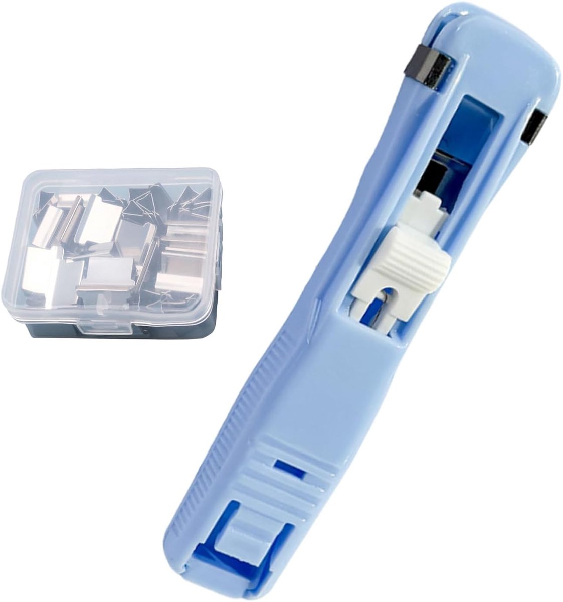 Draagbare nietmachine - Papierbinder klem - Documenten organiseren - 45 vellen capaciteit - Met 50 nietjes - Blauw