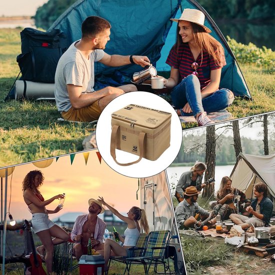 Camping Keuken Box - Opbergtas Outdoor - Kampeeruitrusting Organiseren - Waterdicht en Geïsoleerd - 42L Inhoud - Khaki — afbeelding 5