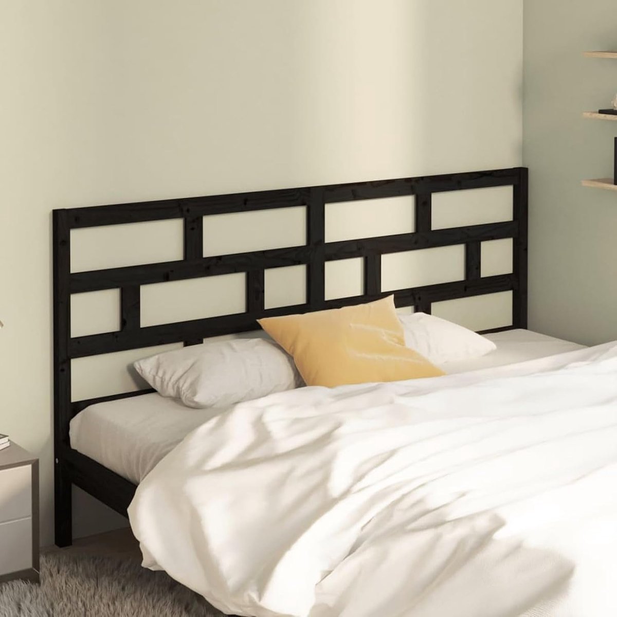 Houten Hoofdbord - Bedpaneel - Slaapkamer Decoratie - Massief Grenenhout - 206x100cm - Zwart