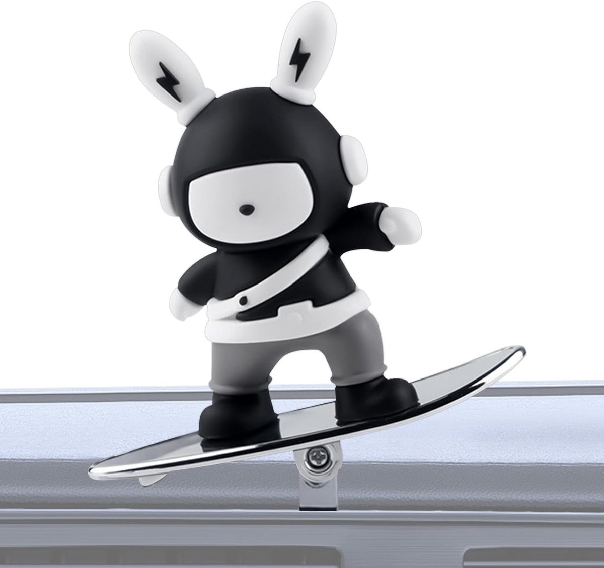 Skateboard Auto Ornament Bewegend Konijn Auto Decoratie Uniek Zweefscherm 10 x 10 cm