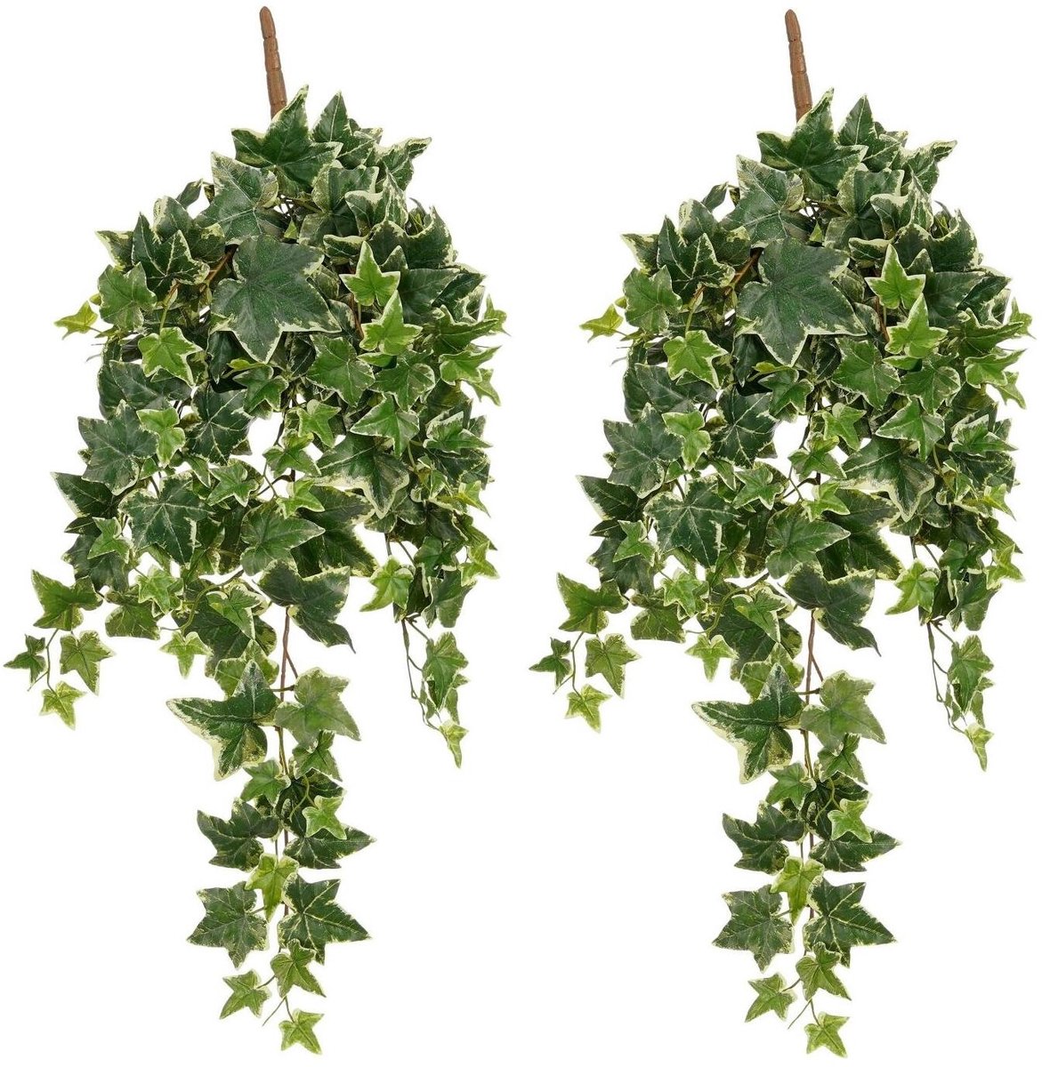 Mica Decorations Hedera klimop kunstplant - 2x - groen mix - hangplant - L25 x B25 x H80 cm - Kunstplanten/nepplanten