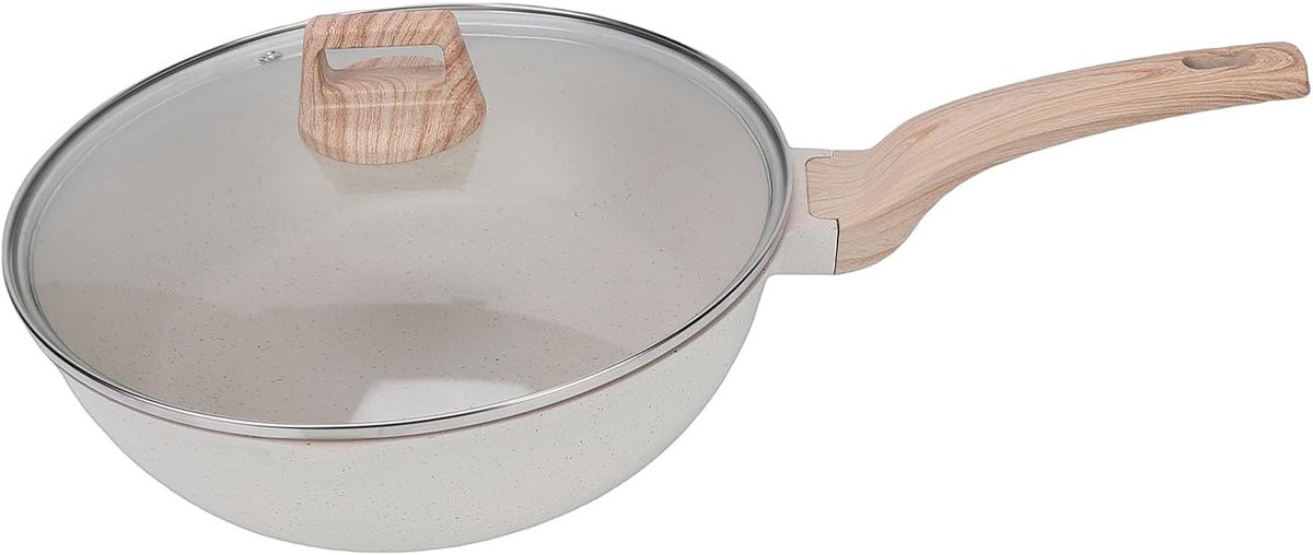 Koekenpan Aluminiumlegering Steen Coating Pan Veelzijdig Koken Snelle Gelijkmatige Verwarming 28 cm Diameter Zwart