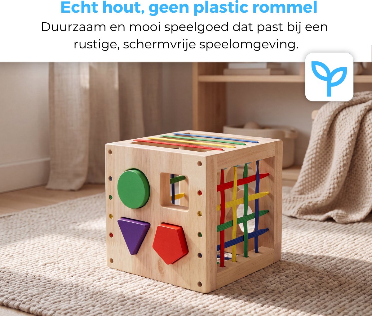 Mauzek® Houten Activiteiten Kubus – Montessori Speelgoed – Houten Speelgoed – Blokkendoos – Speelkubus – Sensorisch Speelgoed – Educatief Speelgoed – Vormenstoof – Peuter Speelgoed – Jongens – Meisjes – 1 jaar – 2 jaar –3 jaar –4 jaar — afbeelding 8