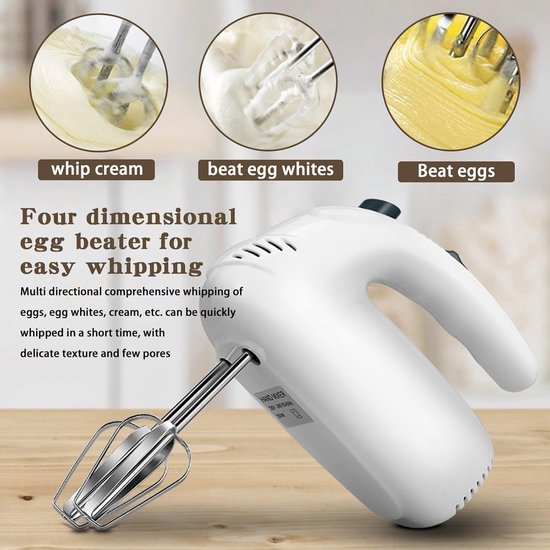 Elektrische Handmixer - Keuken Garde - Bakken en Mixen - 5 Snelheden - 18 x 6 x 7 cm - Wit — afbeelding 2
