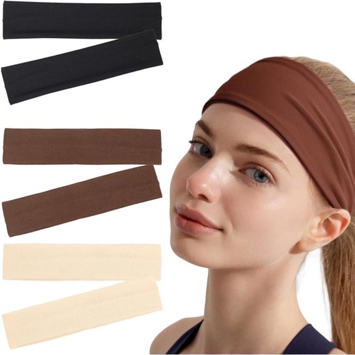 Brede elastische hoofdbanden (6 stuks) voor dames - Inovra Plus