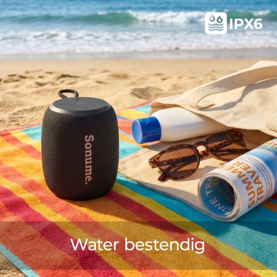 Sonume Go - Draadloze Bluetooth Speaker - 8 Uur Batterij - 360° Sound - Compact - Krachtig Geluid - Diepe Bass - IPX6 Waterproof - Zwart van Sonume — afbeelding 4