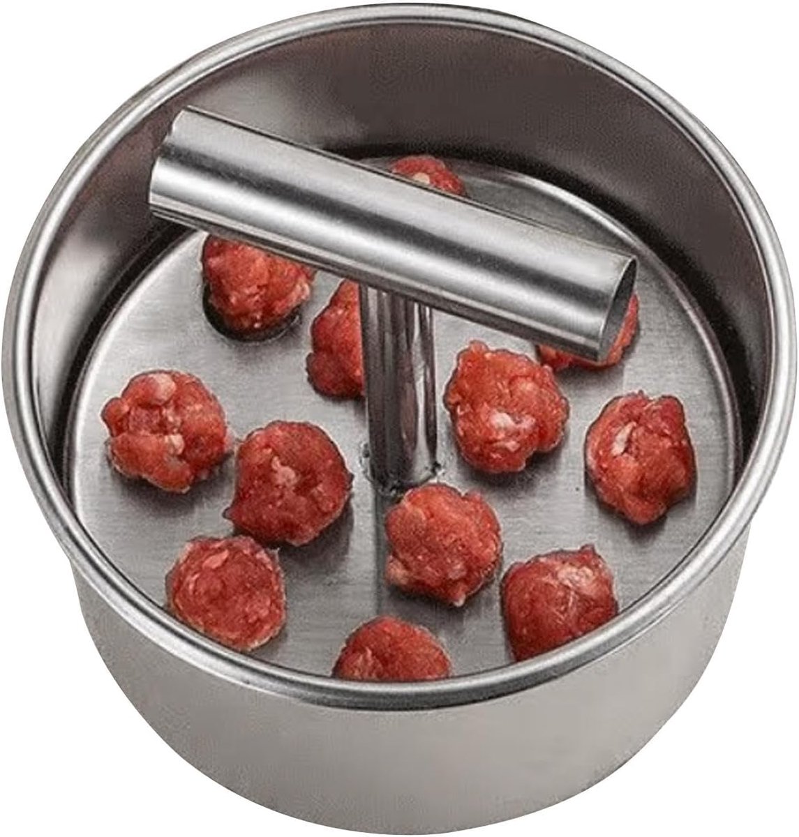 Gehaktbal Maker - Vleesbal Pers - Snel Gehaktballen Maken - Roestvrij Staal - 6 of 12 Ballen - Zilverkleurig