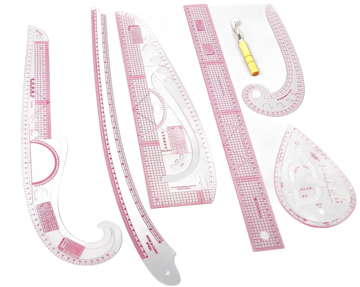 Patroon Tekenliniaal Set - Naaigereedschap - Kleding Ontwerpen - Complete set - 61 cm - Transparant