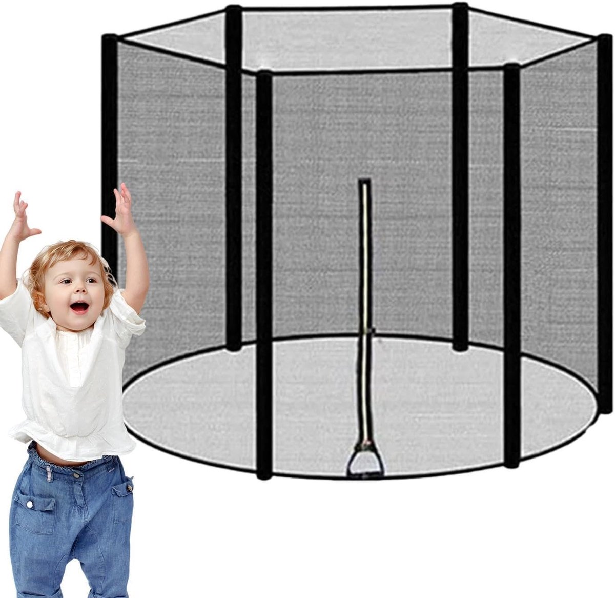 Trampoline Net - Veiligheidsnet Trampoline - Veilig Spelen - UV Bestendig Materiaal - 8 Voet - Zwart